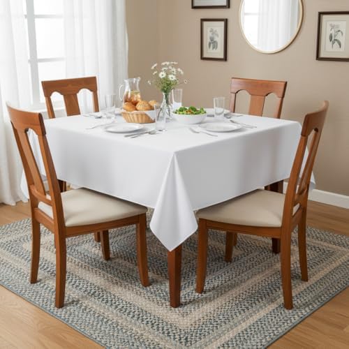 sancua White Square Tablecloths 54x54 Inch Table Cloth, 2 Pack