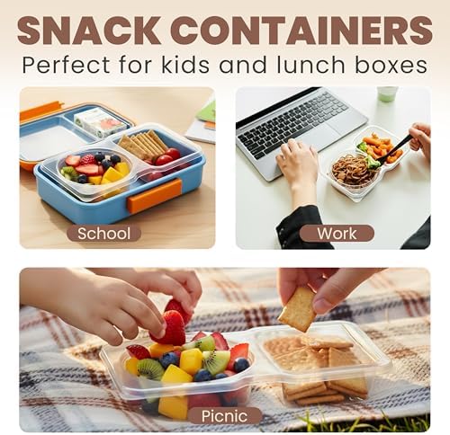 Reusable Snack Containers with Lids 30 Pack – 2 Compartment Portion