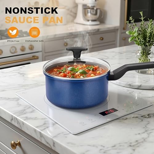 Nonstick Sauce Pan with Lid,1.5QT small pot, PFOA Free,Kitchen Pots