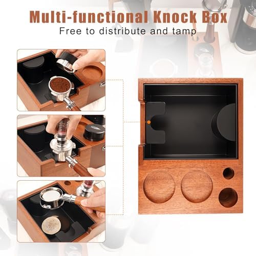 IKAPE 51/53/54/58mm Espresso Knock Box, Sandywood Coffee Station