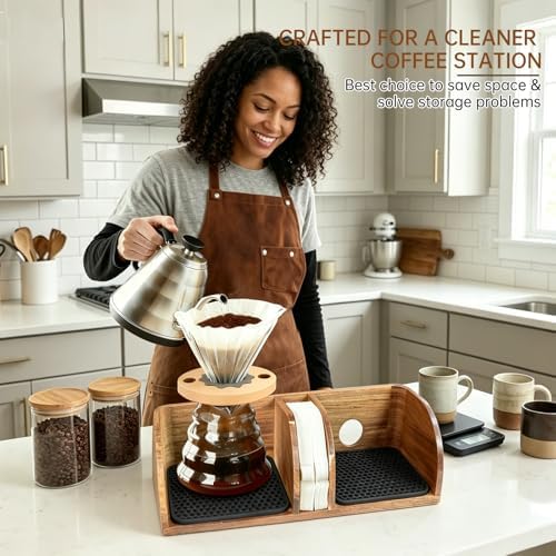 Acacia Coffee Bar Station Organizer Stand for Chemex Maker