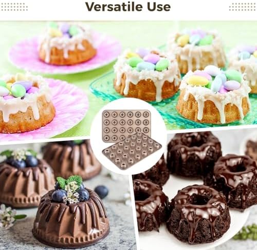 Lnrueg 2 PCS Mini Bundlette Cake Pan, 24-Cavity Mini Fluted Cake Mold