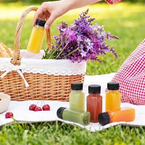 SUPERLELE 20pcs 2oz Plastic Shot Juice Bottles with Caps