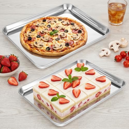 2 Pcs Baking Sheet 12.5" x 10" Stainless Steel Quarter Sheet Pan Set