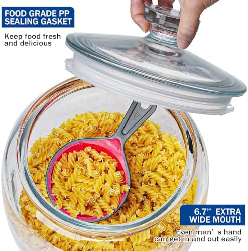 Daitouge 2.5 Gallon Glass Jars with Lids, Wide Opening Large Jar