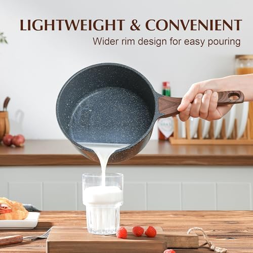 SENSARTE Nonstick Sauce Pan Set with Lid, 1.5+2.5 Quarts, PFOA/PFOS