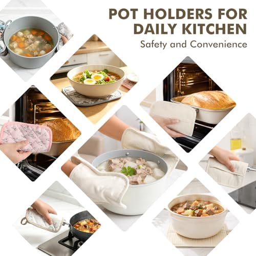 LEEPENK10Piece Pot Holders for Kitchen Heat Resistant,4 Beige Pot