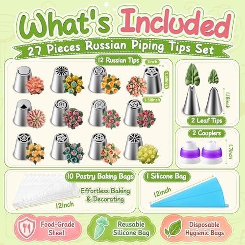 Suuker 27 Pieces Russian Piping Tips Set