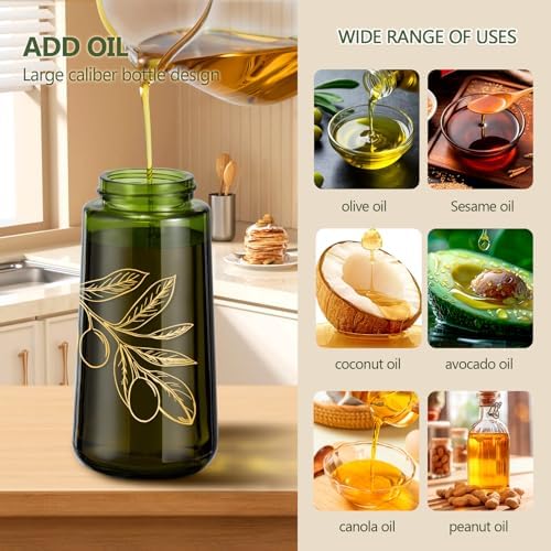 Glass Olive Oil Sprayer, 7.5 oz, Olive Green & Gold