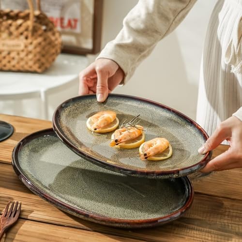 Ceramic Large Serving Platters- Set of 3 Oval Platters for