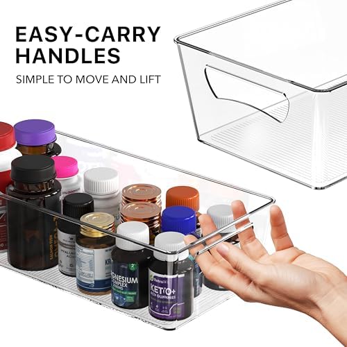 Simple Houseware Clear Pantry Storage Bins, 4 Pcs, 14" x 7" x 3.75"