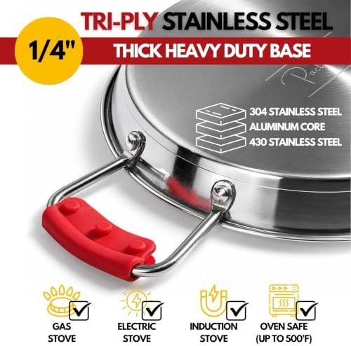 Paelluxe Stainless Steel Paella Pan 12 Inch (30 cm) – Tri-Ply Paellera