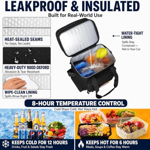 GLENKEY Tactical Lunch Box Men Expandable Insulated Leakproof Cooler