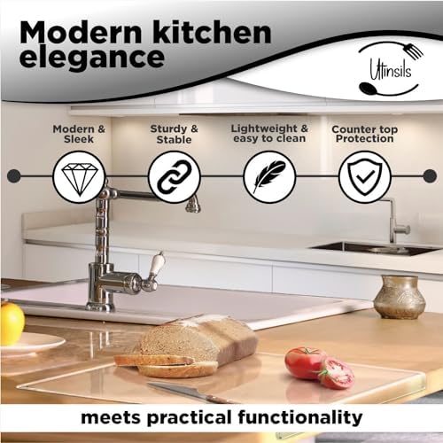 Acrylic Cutting Boards with Counter Lip, Clear, 2 PCS
