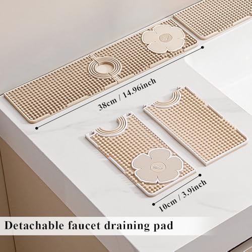 Faucet Mat for Kitchen Sink Splash Guard, 15 Inch Long Faucet Draining