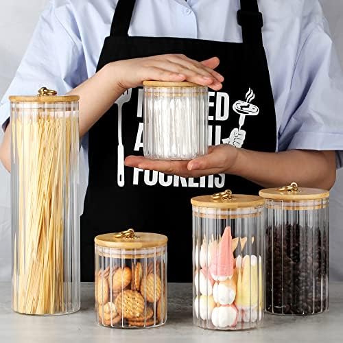 Glass Storage Jars Set of 5, Coffee Bar Canister with Airtight Bamboo