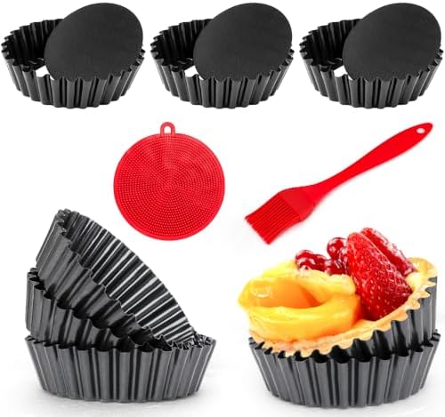 8 Pack Mini Tart Pans 4 Inch with Removable Bottom Round Nonstick