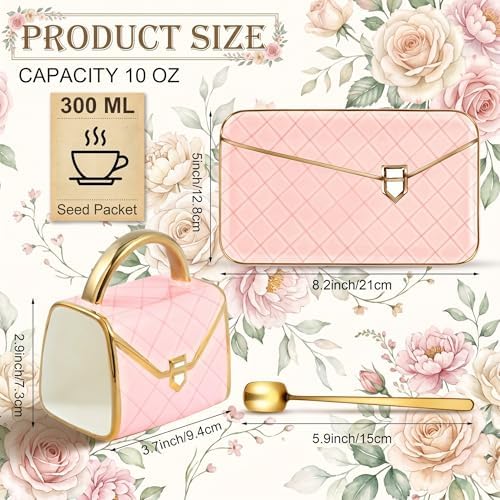 Zubebe 1 Set Coffee Mug Elegant Handbag Shaped Cup, Pink