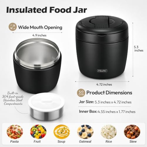 Itslife 32oz Insulated Soup Thermo, Vacuum Stainless Steel Food Jar