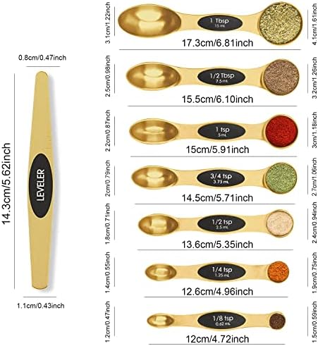 Magnetic Measuring Spoons Set Stainless Steel with Leveler, Stackable