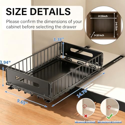 PureBox Pull Out Cabinet Organizer for Kitchen, 2 Pack Slide Out