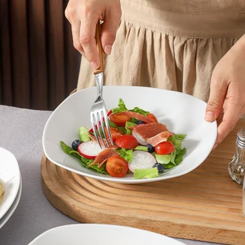 fMBB Ceramic Large Soup Bowls, 8.6 Inches, Modern 4-Piece Deep Salad
