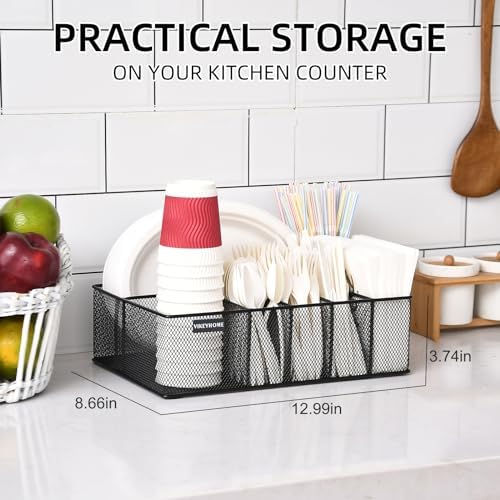 Paper Plate Organizer for Countertop, Black