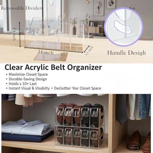 Belt Organizer,Acrylic Belt Organizer for Closet with Removable
