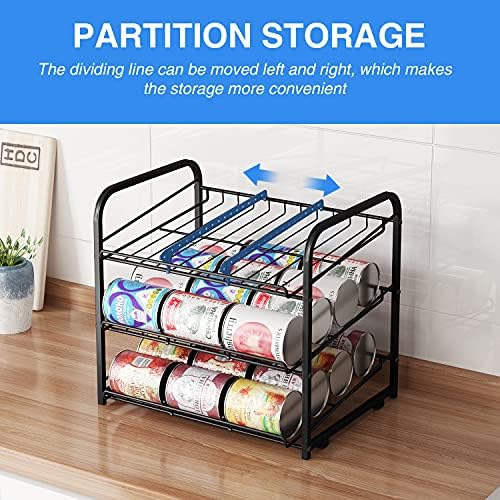 Can Rack Organizer,3 Tier Stackable Can Storage Dispenser,Black