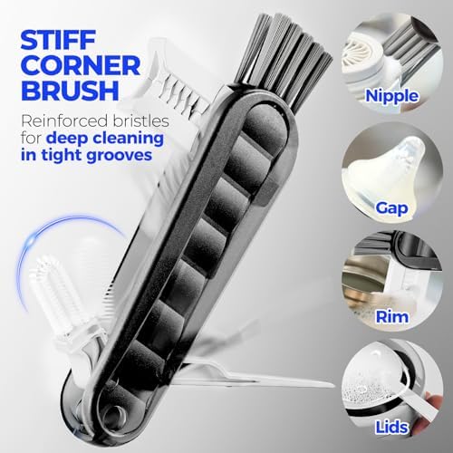 Holikme 6 Pack 14" Bottle and Straw Cleaner Brushes, Black