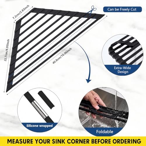 Credon Triangle Roll Up Dish Drying Rack, Black