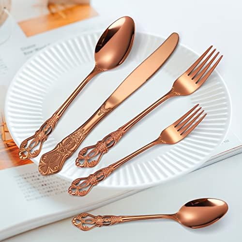 Royal Flatware Set for 4 Copper/Rose Gold Silverware Stainless Steel