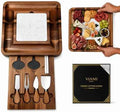 Acacia Cheese Board Set with Marble Style Slate