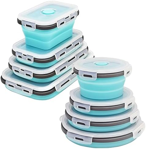 8 Collapsible Food Storage Containers, Silicone Collapsible Food