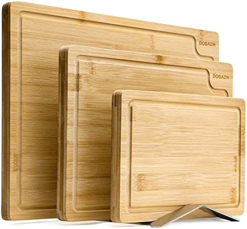 Bamboo Cutting Board Set for Kitchen,Set of 3 Chopping Boards with