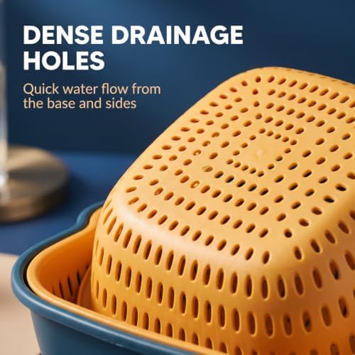 Stackable Vegetable Washing Basket Strainer Colander Set