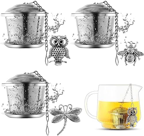 3Set Tea Infusers Tea Strainers for Loose Tea with Drip Trays and