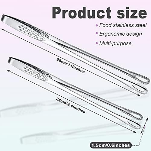 3 Pcs 9.4 Inches Korean BBQ Tongs Stainless Steel Kitchen Tweezers