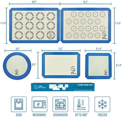 Silicone Baking Mat Set of 5, Blue