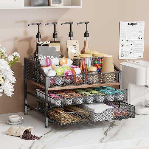 Coffee Bar Organizer for Countertop, Coffee Station Organizer with