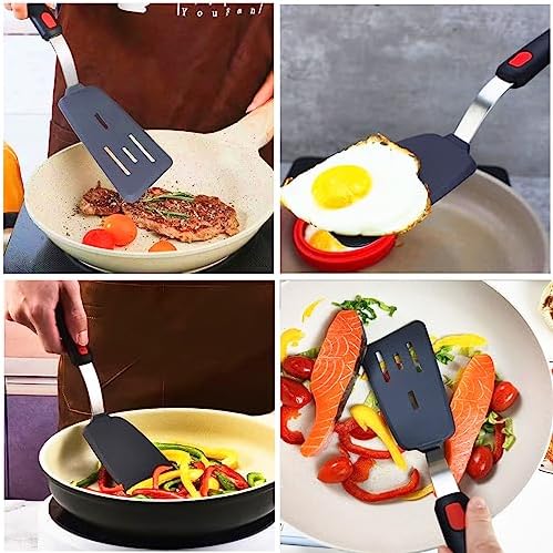 KLAQQED 4Pcs Black Silicone Spatula Set