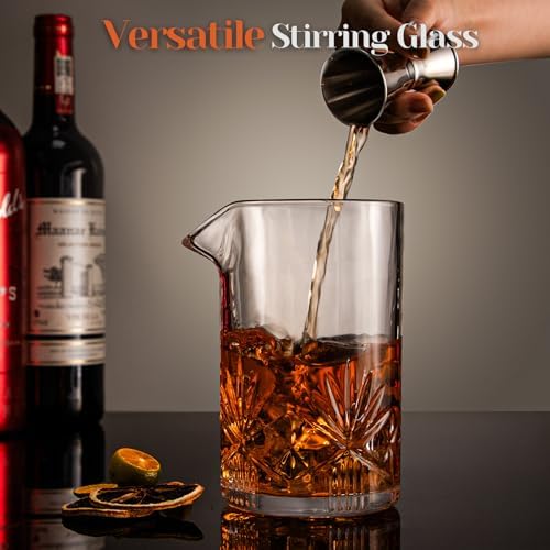 Cocktail Mixing Glass, veecom 18oz Crystal Bartender Kit, 5 Piece Bar