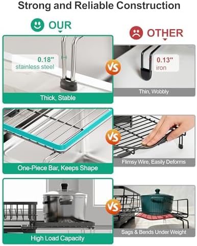 GSlife Expandable Dish Drying Rack - Over Sink & Countertop Use, Black
