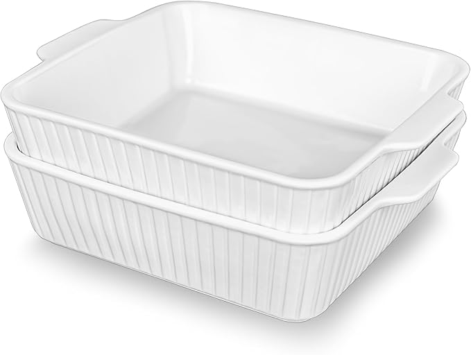10" Square Ceramic Casserole Dish Set of 2-2.6 Qt Deep Baking Dishes - Image 9