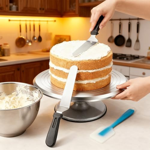 12 Inch Aluminium Rotating Cake Stand Turntable, Cake Decorating Kit