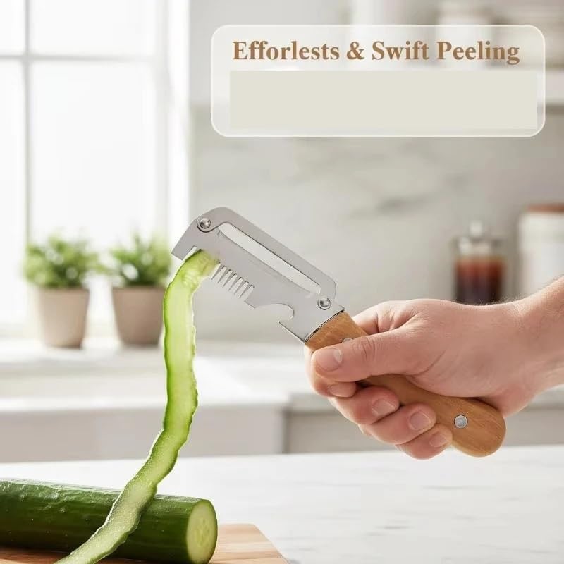 Stainless Steel Peeler with Wooden Handle, Fruit Vegetable Peeling