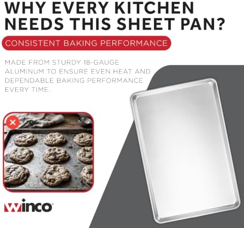 Winco 16" x 22" 2/3 Size Aluminum Sheet Pan