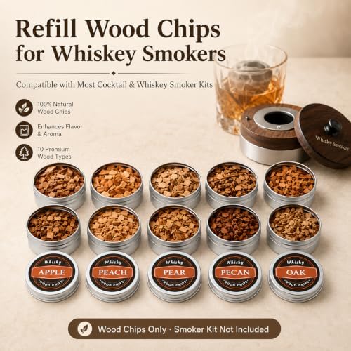 Cocktail Smoker Wood Chips, 10 Flavors for Whiskey and Bourbon