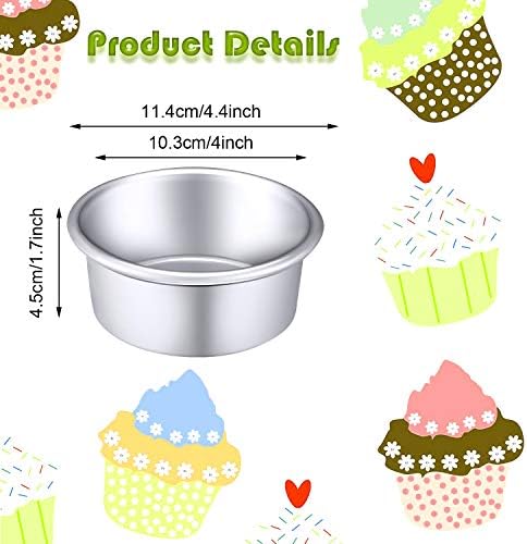 Patelai 8 Pieces 4 Inch Round Cake Pan Mini Non Stick Aluminum Round