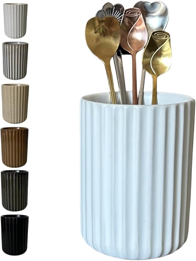 TOPYOKK Stoneware Coffee Bar Utensil Holder Tea & Coffee Spoon & Stirrer Holder by TOPYOKK